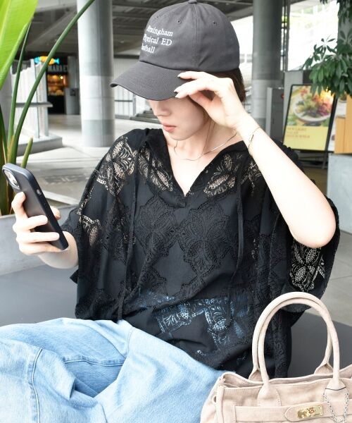 le.coeur blanc / ルクールブラン シャツ・ブラウス | 《手洗い可能》パッチワーク風レーススキッパーブラウス | 詳細30