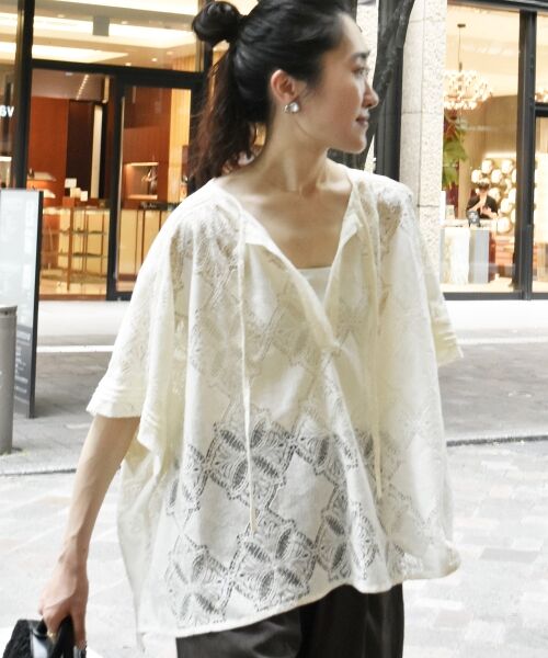 le.coeur blanc / ルクールブラン シャツ・ブラウス | 《手洗い可能》パッチワーク風レーススキッパーブラウス | 詳細7