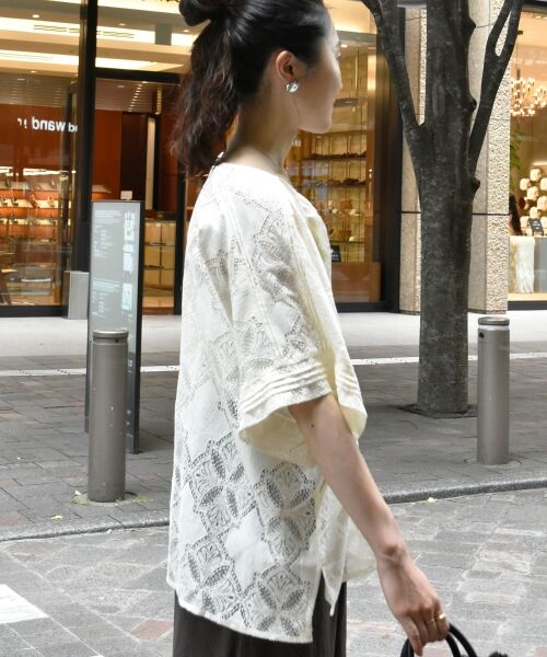 le.coeur blanc / ルクールブラン シャツ・ブラウス | 《手洗い可能》パッチワーク風レーススキッパーブラウス | 詳細8