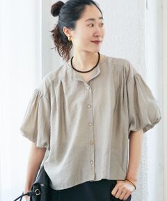 le.coeur blanc / ルクールブラン シャツ・ブラウス | 《手洗い可能》サテンノーカラーバルーンブラウス