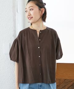 le.coeur blanc / ルクールブラン シャツ・ブラウス | 《手洗い可能》サテンノーカラーバルーンブラウス