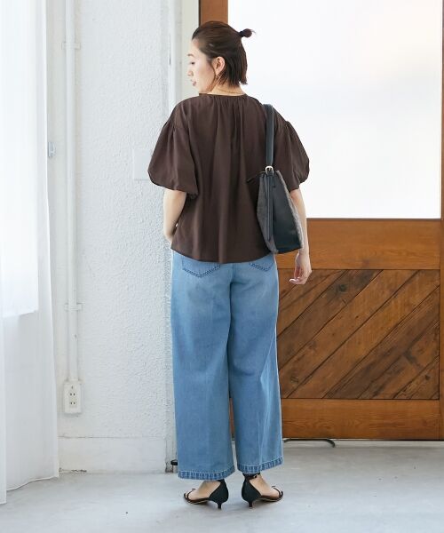 le.coeur blanc / ルクールブラン シャツ・ブラウス | 《手洗い可能》サテンノーカラーバルーンブラウス | 詳細12