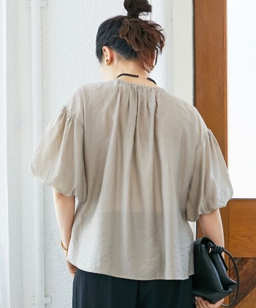 le.coeur blanc / ルクールブラン シャツ・ブラウス | 《手洗い可能》サテンノーカラーバルーンブラウス | 詳細17