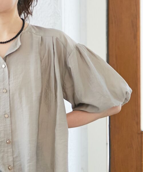 le.coeur blanc / ルクールブラン シャツ・ブラウス | 《手洗い可能》サテンノーカラーバルーンブラウス | 詳細18
