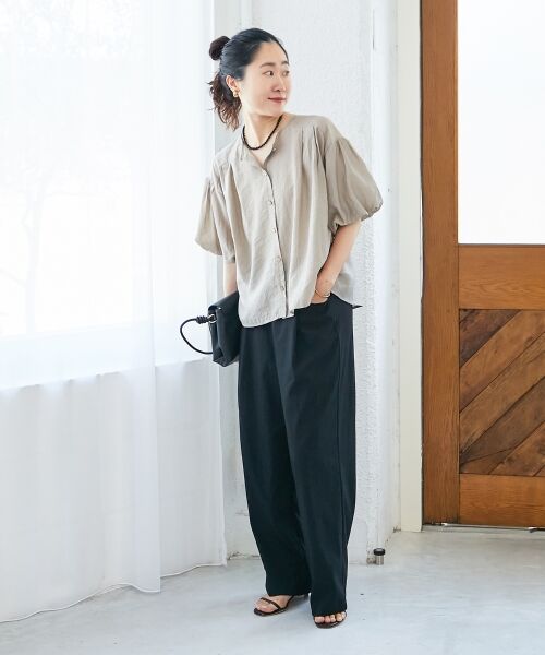 le.coeur blanc / ルクールブラン シャツ・ブラウス | 《手洗い可能》サテンノーカラーバルーンブラウス | 詳細19