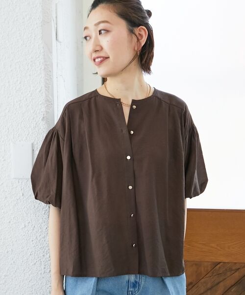 le.coeur blanc / ルクールブラン シャツ・ブラウス | 《手洗い可能》サテンノーカラーバルーンブラウス | 詳細2