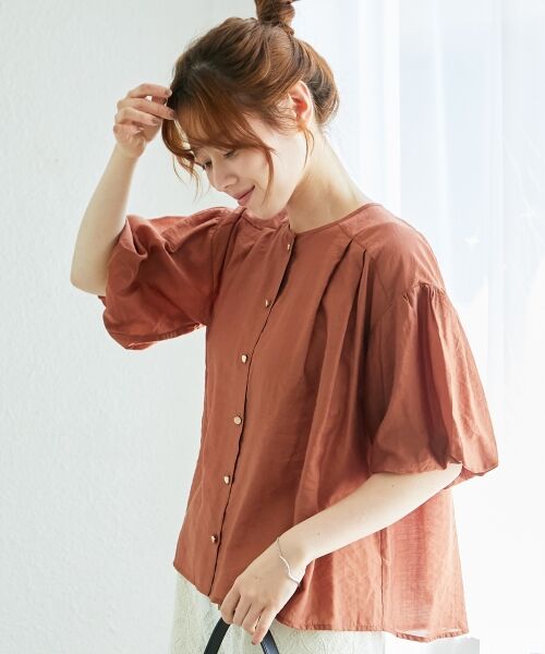 le.coeur blanc / ルクールブラン シャツ・ブラウス | 《手洗い可能》サテンノーカラーバルーンブラウス | 詳細26