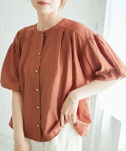 le.coeur blanc / ルクールブラン シャツ・ブラウス | 《手洗い可能》サテンノーカラーバルーンブラウス | 詳細28