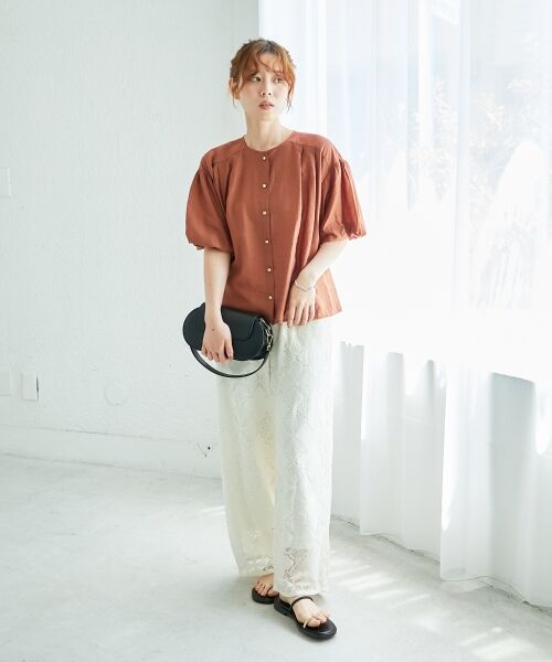 le.coeur blanc / ルクールブラン シャツ・ブラウス | 《手洗い可能》サテンノーカラーバルーンブラウス | 詳細29