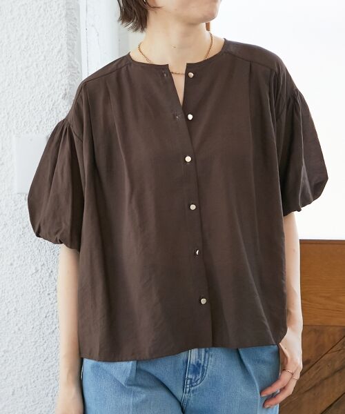 le.coeur blanc / ルクールブラン シャツ・ブラウス | 《手洗い可能》サテンノーカラーバルーンブラウス | 詳細3