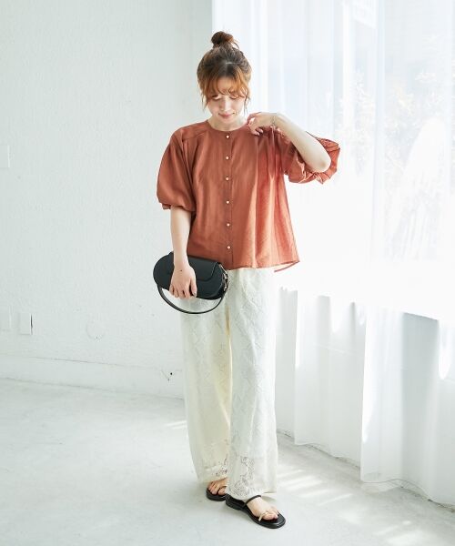 le.coeur blanc / ルクールブラン シャツ・ブラウス | 《手洗い可能》サテンノーカラーバルーンブラウス | 詳細30