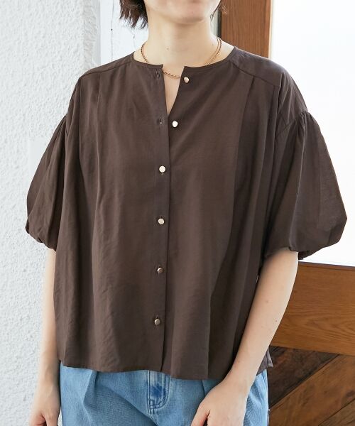 le.coeur blanc / ルクールブラン シャツ・ブラウス | 《手洗い可能》サテンノーカラーバルーンブラウス | 詳細4