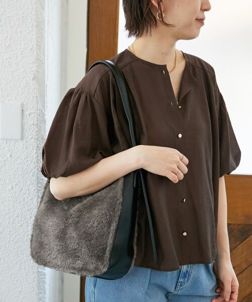 le.coeur blanc / ルクールブラン シャツ・ブラウス | 《手洗い可能》サテンノーカラーバルーンブラウス | 詳細5