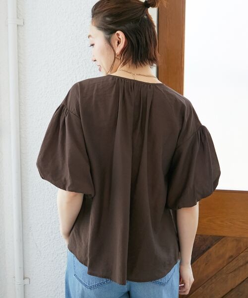 le.coeur blanc / ルクールブラン シャツ・ブラウス | 《手洗い可能》サテンノーカラーバルーンブラウス | 詳細7