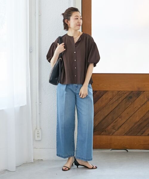 le.coeur blanc / ルクールブラン シャツ・ブラウス | 《手洗い可能》サテンノーカラーバルーンブラウス | 詳細9