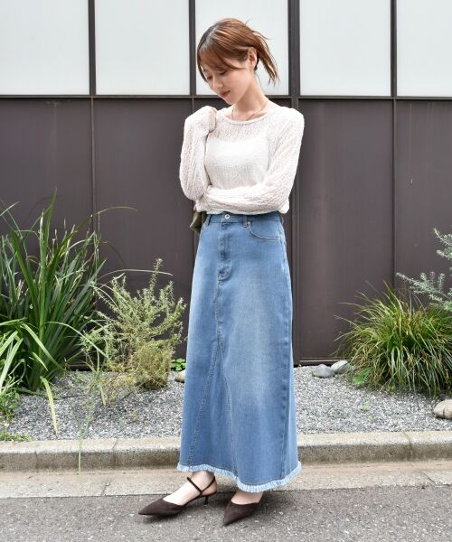le.coeur blanc / ルクールブラン デニムスカート | リメイク風ラメデニムスカート | 詳細23