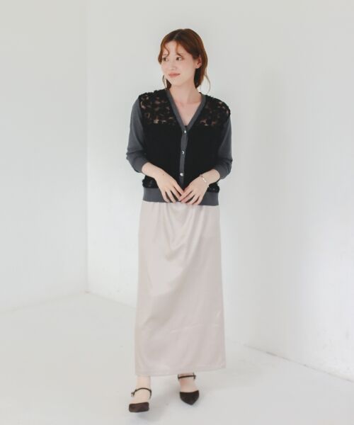 le.coeur blanc / ルクールブラン ロング・マキシ丈スカート | 《手洗い可能》シャイニーナロースカート | 詳細10