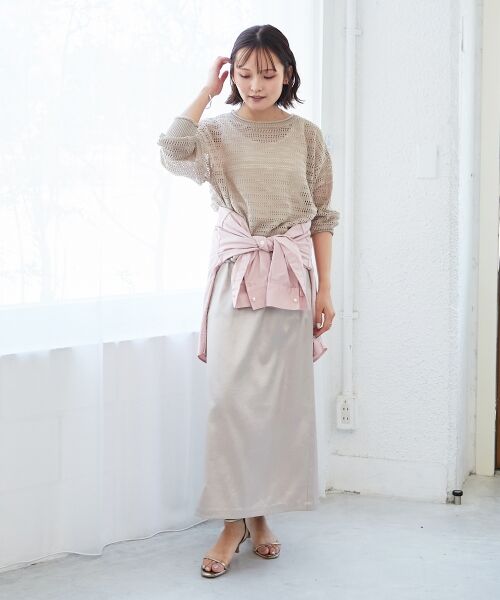 le.coeur blanc / ルクールブラン ロング・マキシ丈スカート | 《手洗い可能》シャイニーナロースカート | 詳細12