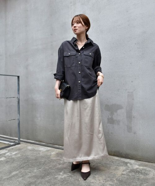 le.coeur blanc / ルクールブラン ロング・マキシ丈スカート | 《手洗い可能》シャイニーナロースカート | 詳細2