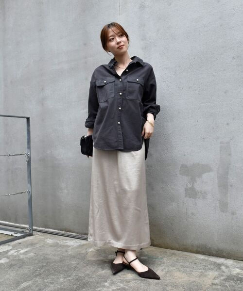 le.coeur blanc / ルクールブラン ロング・マキシ丈スカート | 《手洗い可能》シャイニーナロースカート | 詳細24