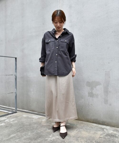 le.coeur blanc / ルクールブラン ロング・マキシ丈スカート | 《手洗い可能》シャイニーナロースカート | 詳細25