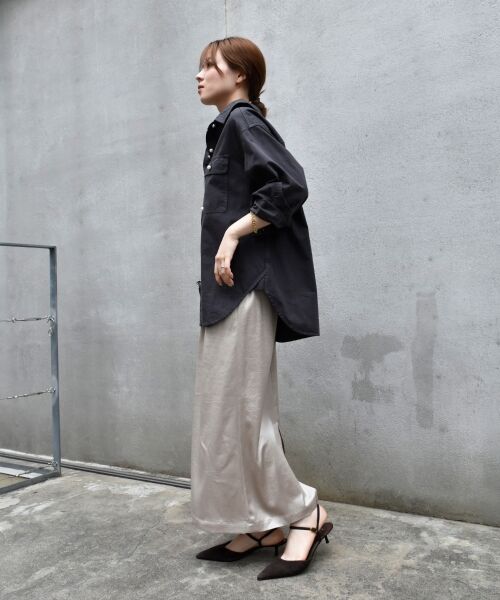 le.coeur blanc / ルクールブラン ロング・マキシ丈スカート | 《手洗い可能》シャイニーナロースカート | 詳細3