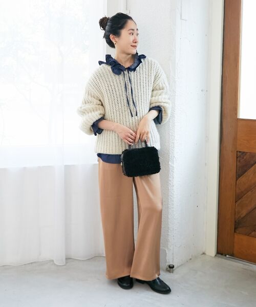 le.coeur blanc / ルクールブラン その他パンツ | 《手洗い可能》メローウエストサテンイージーパンツ | 詳細10