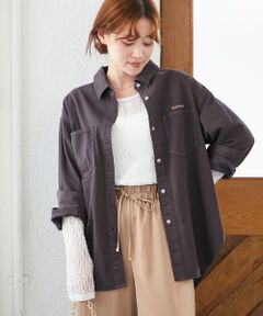 le.coeur blanc / ルクールブラン シャツ・ブラウス | 刺繍カラーダブルポケットオーバーシャツ