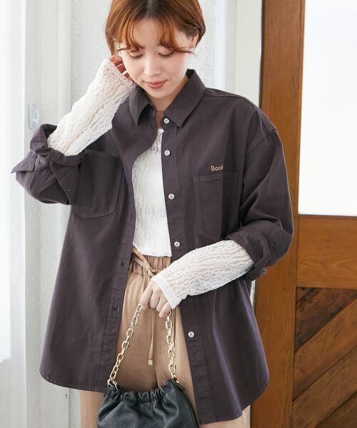 le.coeur blanc / ルクールブラン シャツ・ブラウス | 刺繍カラーダブルポケットオーバーシャツ | 詳細22