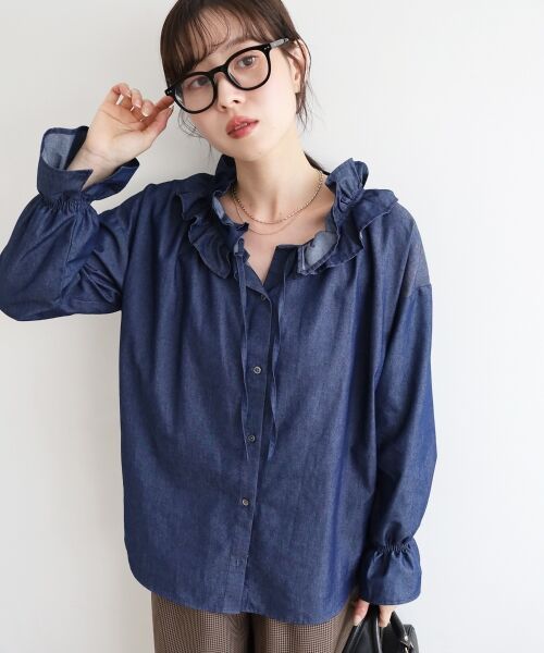 le.coeur blanc / ルクールブラン シャツ・ブラウス | フリルネックデニムブラウス | 詳細18