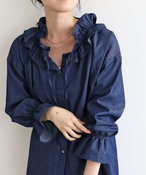 le.coeur blanc / ルクールブラン シャツ・ブラウス | フリルネックデニムブラウス | 詳細20