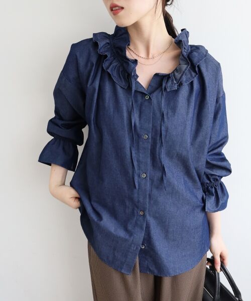 le.coeur blanc / ルクールブラン シャツ・ブラウス | フリルネックデニムブラウス | 詳細21