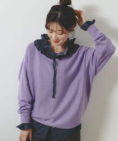 le.coeur blanc / ルクールブラン シャツ・ブラウス | フリルネックデニムブラウス | 詳細29