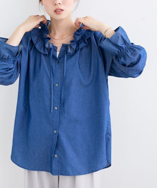 le.coeur blanc / ルクールブラン シャツ・ブラウス | フリルネックデニムブラウス | 詳細4