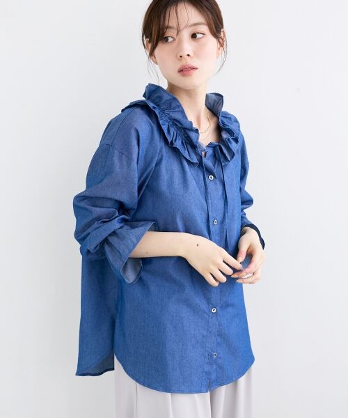 le.coeur blanc / ルクールブラン シャツ・ブラウス | フリルネックデニムブラウス | 詳細6