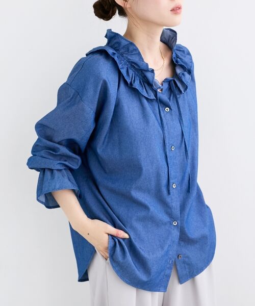 le.coeur blanc / ルクールブラン シャツ・ブラウス | フリルネックデニムブラウス | 詳細8