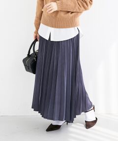 le.coeur blanc / ルクールブラン ロング・マキシ丈スカート | 《手洗い可能》マロンサテン変形プリーツスカート