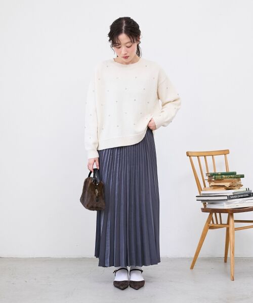 le.coeur blanc / ルクールブラン ロング・マキシ丈スカート | 《手洗い可能》マロンサテン変形プリーツスカート | 詳細10