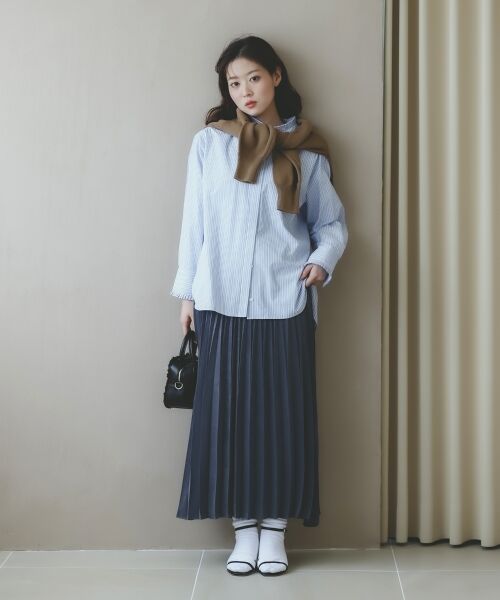 le.coeur blanc / ルクールブラン ロング・マキシ丈スカート | 《手洗い可能》マロンサテン変形プリーツスカート | 詳細12