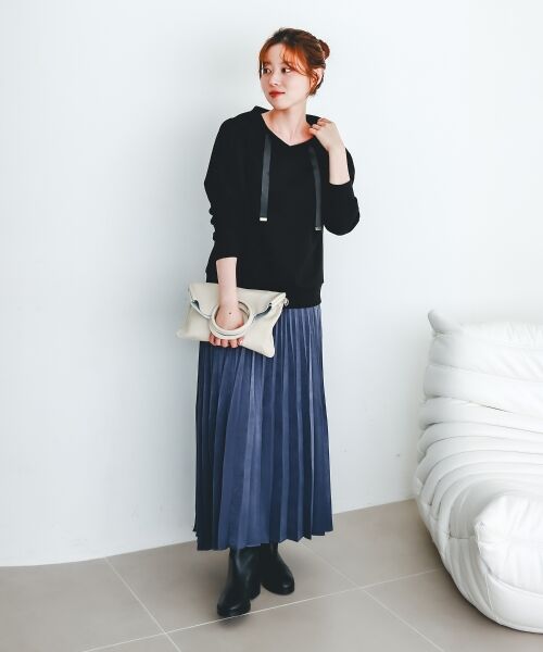 le.coeur blanc / ルクールブラン ロング・マキシ丈スカート | 《手洗い可能》マロンサテン変形プリーツスカート | 詳細17