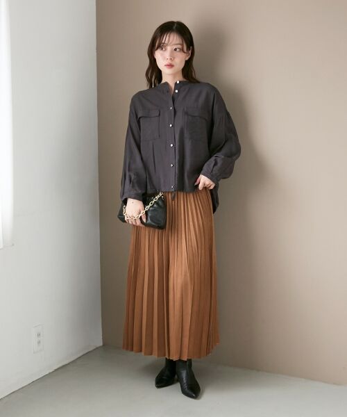 le.coeur blanc / ルクールブラン ロング・マキシ丈スカート | 《手洗い可能》マロンサテン変形プリーツスカート | 詳細20