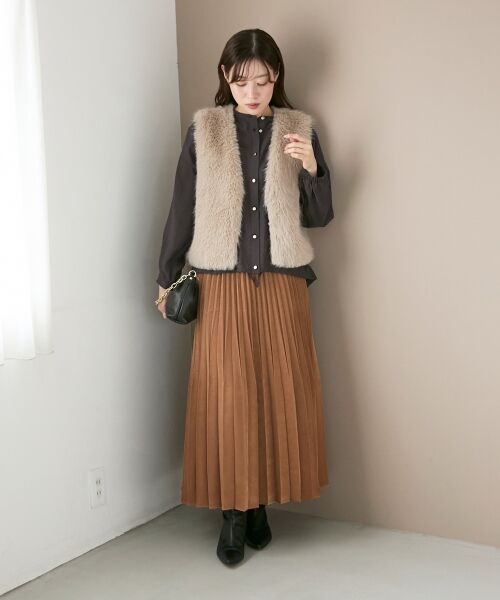 le.coeur blanc / ルクールブラン ロング・マキシ丈スカート | 《手洗い可能》マロンサテン変形プリーツスカート | 詳細22