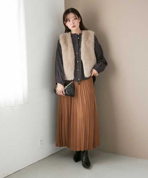 le.coeur blanc / ルクールブラン ロング・マキシ丈スカート | 《手洗い可能》マロンサテン変形プリーツスカート | 詳細23