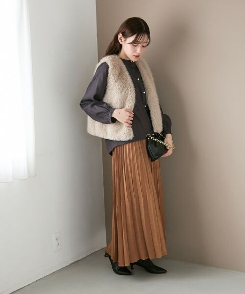 le.coeur blanc / ルクールブラン ロング・マキシ丈スカート | 《手洗い可能》マロンサテン変形プリーツスカート | 詳細24