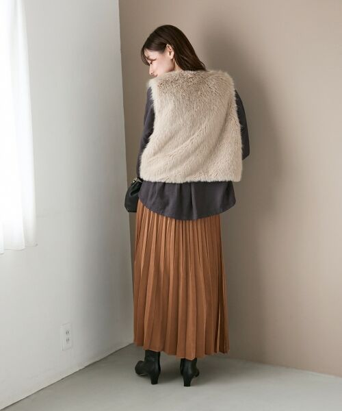 le.coeur blanc / ルクールブラン ロング・マキシ丈スカート | 《手洗い可能》マロンサテン変形プリーツスカート | 詳細25