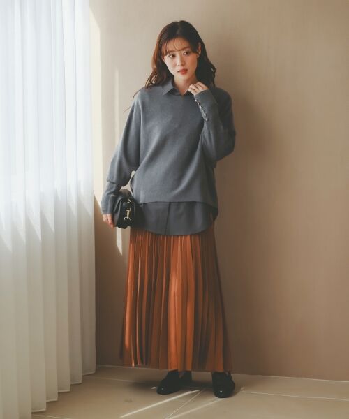 le.coeur blanc / ルクールブラン ロング・マキシ丈スカート | 《手洗い可能》マロンサテン変形プリーツスカート | 詳細29