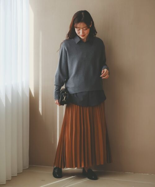 le.coeur blanc / ルクールブラン ロング・マキシ丈スカート | 《手洗い可能》マロンサテン変形プリーツスカート | 詳細30