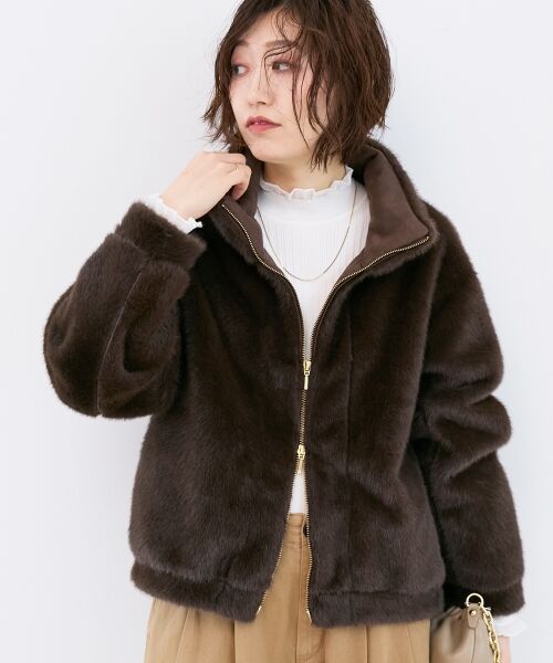 le.coeur blanc / ルクールブラン ブルゾン | ミンクタッチスタンドカラーファーブルゾン | 詳細11