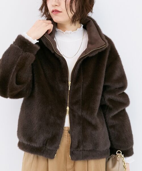 le.coeur blanc / ルクールブラン ブルゾン | ミンクタッチスタンドカラーファーブルゾン | 詳細14