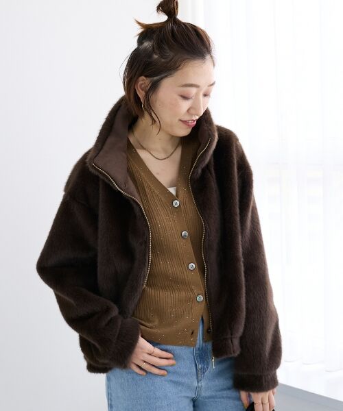 le.coeur blanc / ルクールブラン ブルゾン | ミンクタッチスタンドカラーファーブルゾン | 詳細18